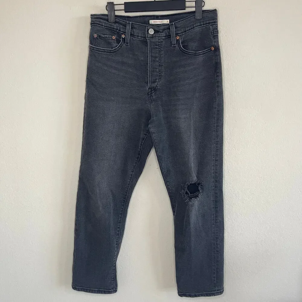 Levi’s Wedgie Straight Grey Denim Jeans Button Fly - Size 31